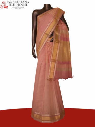 Pure Print Gold Silver Zari Soft Tussar Silk Saree